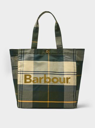 Barbour Mens Green tartan Tote Bag