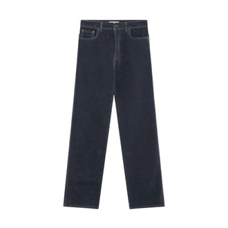 Miu Miu Flocked Denim Jeans - female - Miu Miu - Straight Fit Jeans - Blue - W26 - Jeans