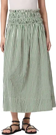 AllSaints Kali Stripe Cotton Maxi Skirt in Apple Green/white at Nordstrom, Size 12