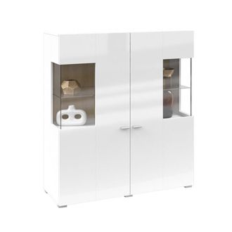 Petits Meubles Vajillero 2 puertas paneles laminados blanco y madera