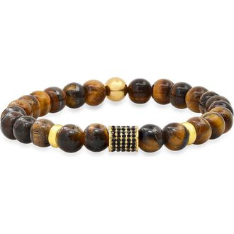 Steeltime Mens Agate Beaded Bracelet in Brown at Nordstrom Rack