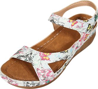 Generic Women Solid Hook Loop Casual Open Toe Comfortable Beach Walking Sandals for Ladies Summer Outdoor Activities (Beige, 4.5)