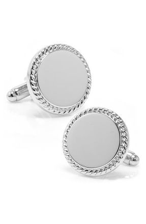 Cufflinks Inc. Rope Border Engravable Stainless Steel Cuff Links in Silver at Nordstrom