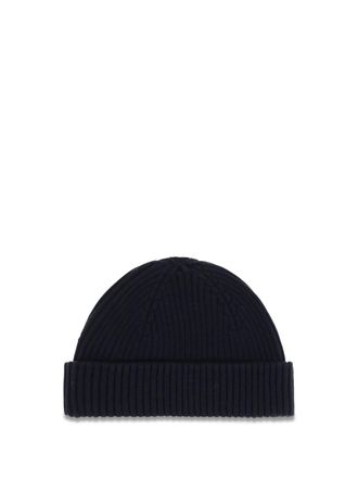 Parajumpers Mens Beanie Ribbed Knit Navy Blue Merino Wool Hat