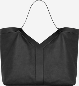 Saint Laurent Mens Large Leather Tote Bag Black Shoulder