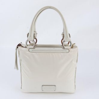 Ferragamo Ivory Leather Nylon Handbag Shoulder Bag Tote Bag (Pre-Owned)