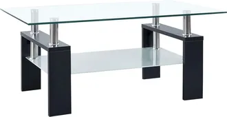 vidaXL Mesa De Caf&eacute; 95x55x40 Cm De Vidrio Templado Transparente Negro