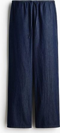 H&M Denim Drawstring Trousers in Dark Denim Blue at Nordstrom, Size X-Small