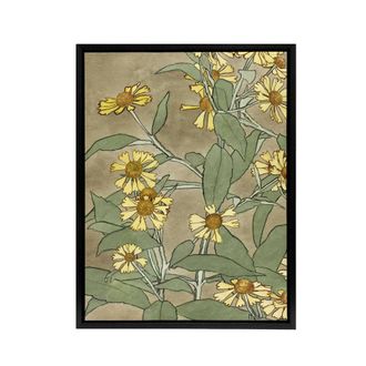Artery8 Daisies with Yellow Petals Framed Canvas Wall Art Print Overbeck | Size: W24 x H32