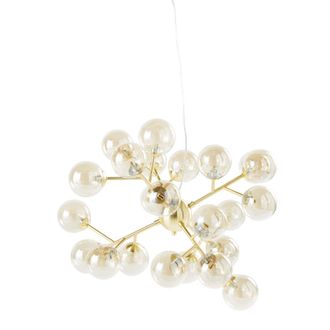 Maisons du monde L&aacute;mpara de techo con varias bolas de cristal &aacute;mbar y metal dorado