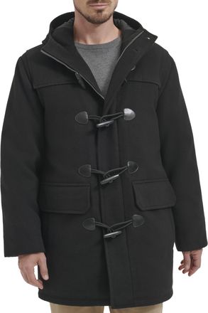 Tommy Hilfiger Mens Wool Blend Mid-Length Toggle Coat, Black, XL