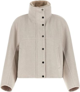 Brunello Cucinelli Double Cloth Jacket - Dames - Zomerjassen - Beige - S - Wol - Jassen