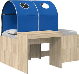 vidaXL Cama Con T&uacute;nel 3 Uds. Roble Sonoma Y Azul Madera De Ingenier&iacute;a Vidaxl