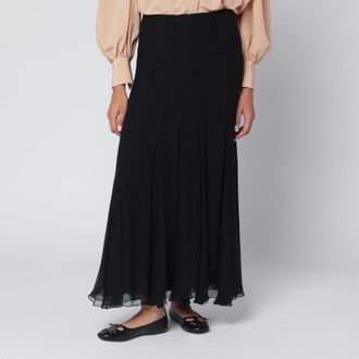 Chlo&eacute; Black silk muslin maxi skirt