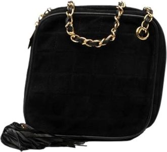 Chanel Pre-owned Cross Body Bags, female, Black, Size: ONE SIZE Pre-owned Suede Crossbody Bag