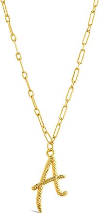 Sterling Forever Textured Initial Charm Pendant Necklace