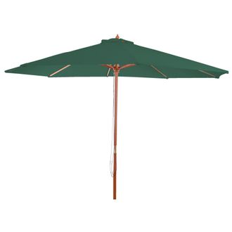 Hhg [nunca Usado] Sombrilla Florida, Sombrilla De Jard&iacute;n Sombrilla De Mercado, &Oslash; 3,5m Poli&eacute;ster/madera 7kg, Verde