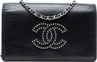 Chanel 2008-2009 Studded Lambskin CC Wallet on Chain crossbody bag - Nero