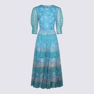 Rixo Havana Floral Blue Mix Viscose Agyness Dress