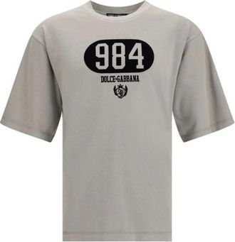 Dolce & Gabbana T-shirt met verhoogd logo - Heren - T-shirts - Grijs - S - Katoen - Tops