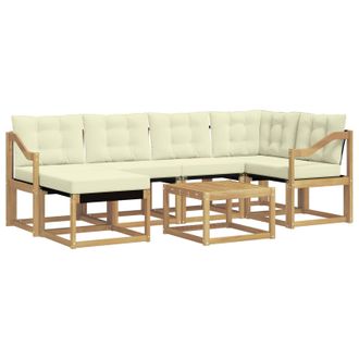 vidaXL Conjunto De Sof&aacute;s De Exterior Con Coj&iacute;n 7 Pcs Blanco Y Crema Vidaxl