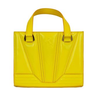 Ferrari Handbags, female, Yellow, ONE SIZE, Yellow Leather Handbag with Magnetic Closure