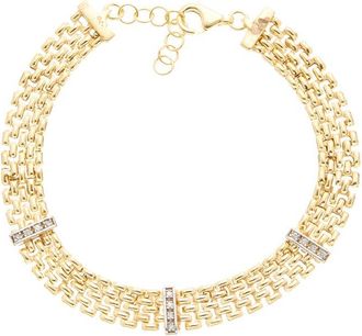 Meshmerise 0.15 Ct. Tw. Diamond 18K Gold Over Silver Bangle Bracelet