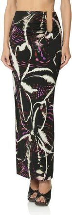 AFRM Aven Abstract Floral Print Maxi Skirt in Night Daisy at Nordstrom, Size X-Large