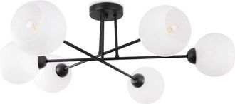 OEM L&aacute;mpara De Techo Asturia Negra 6 Pantallas Planas Blancas E27