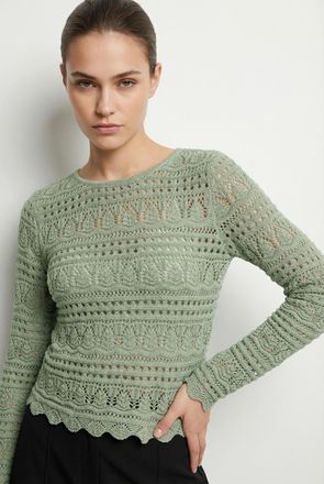 Only Strickpullover ONLY ONLELKE LIFE LS PULLOVER KNT NOOS, Damen, Gr. XL, laurel gr&uuml;n, Strick, Obermaterial: 70% Baumwolle, 30% Polyester, Strukturmuster,