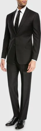 Emporio Armani Super 130s Wool Two-Piece Classic Fit Suit, Black