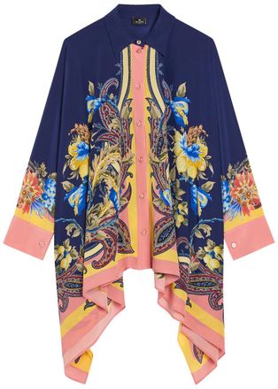 Etro Printed Asymmetric Silk Shirt - Multicoloured - 38 (UK6 / XS)