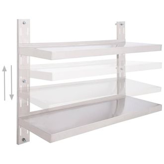 Berkfield Home Durable 2-Tier Floating Wall Shelf Stainless Steel 100x30 cm in Grey