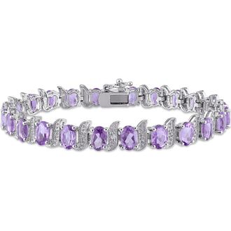 Delmar Sterling Silver Amethyst & Diamond Bracelet - 0.03 ctw in Purple at Nordstrom Rack