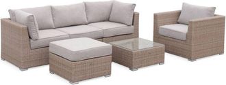 Sweeek 5-seater deluxe polyrattan garden sofa set, Vinci, Beige, 225x80x67.5 cm