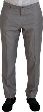 Dolce & Gabbana Mens Silver Wool Silk 3 Piece Slim Fit Suit