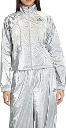 adidas Originals F50 Metallic Track Jacket in Silver Metallic at Nordstrom, Size X-Small
