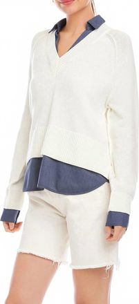 Fifteen Twenty Carrie Mixed Media Sweater In Off White