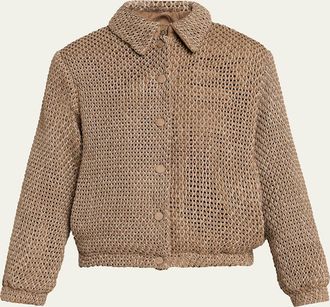 Giorgio Armani Woven Leather Blouson Jacket