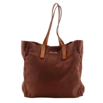 Miu Miu Brown Nylon Canvas Tote Bag (Pre-Owned)
