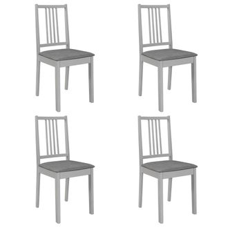 vidaXL Vidaxl - Juego De 4 Sillas De Cocina Comedor Con Cojines De Madera Maciza Gris Cds022102