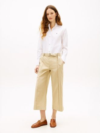 Tommy Hilfiger Womens Belted Wide-Leg Chino - Beige - 10