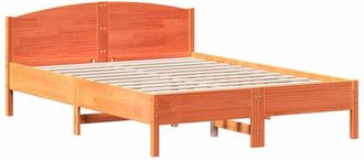 vidaXL Vidaxl - Cama sin colchón madera maciza de pino marrón cera 140x200 cm