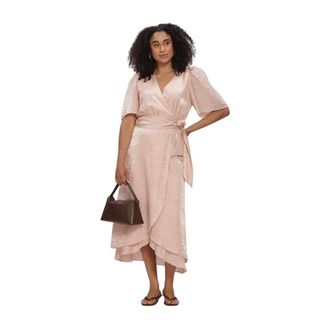 Freebird by Steven Blossom Midi Wrap Jurk - Dames - Jurken - Roze - Maat: M Leer