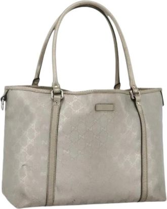 Gucci Pre-owned Tote Bags, female, Gray, Size: ONE SIZE Pre-owned Vintage GG Canvas PVC Leather Tote Bag