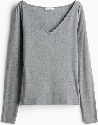 H&M Feinstrickshirt - Graumeliert