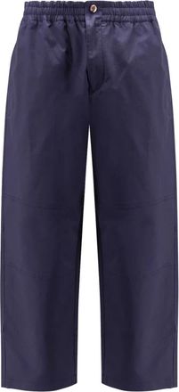 Moncler Broeken, Heren, Blauw, M, Katoen, Blauwe Broek met Verstelbaar Koord