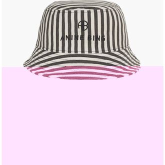 Anine Bing Nicks Bucket Hat in White And Black Stripe at Nordstrom