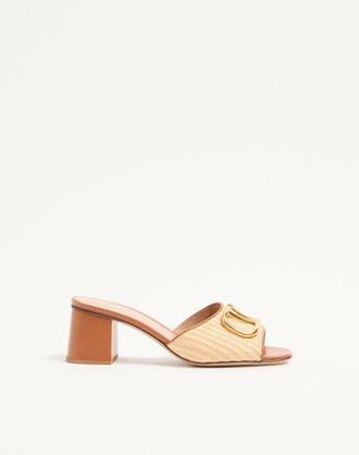 Valentino Garavani Sandalo Slide VLogo Signature In Rafia 60mm Donna BEIGE 36.5