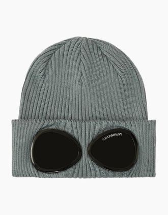 C.P. Company Mens Cotton Goggle Beanie - Grey - Size: UNI